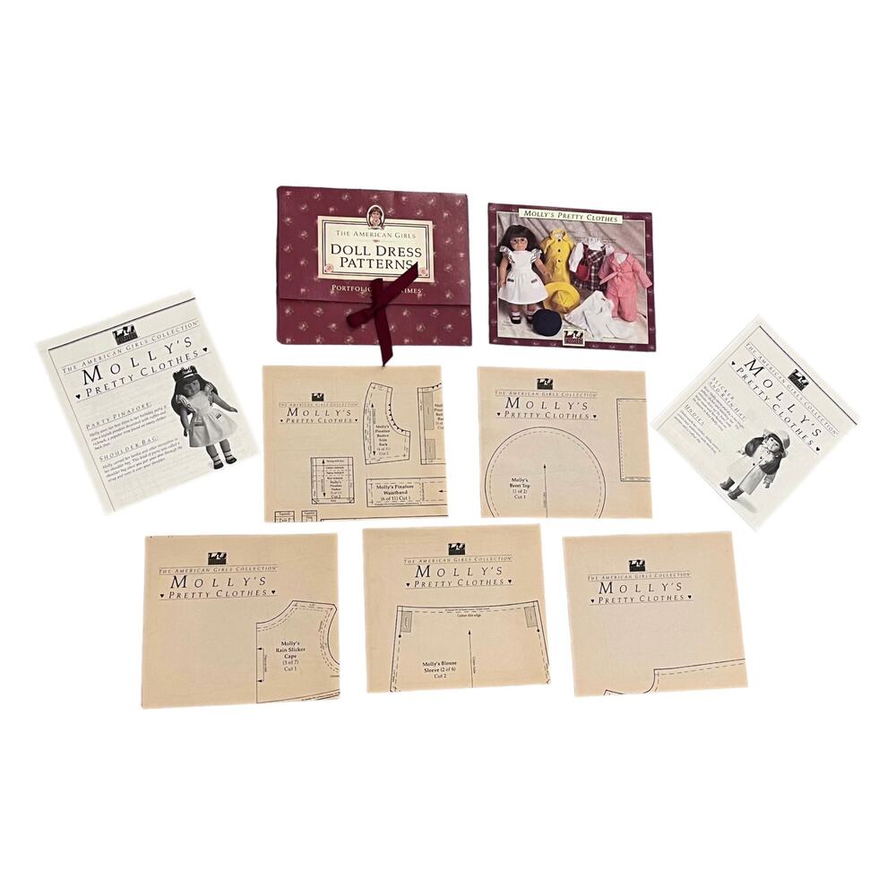 American Girl Sewing Patterns Doll Clothes Pleasant Company Molly Dress Apron